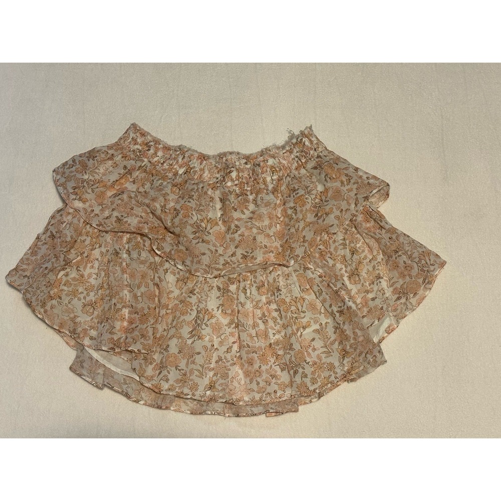 Love Shack Fancy Cotton Tiered Ruffle Mini Skirt in Vanilla Foam Women Size M - Picture 5 of 11